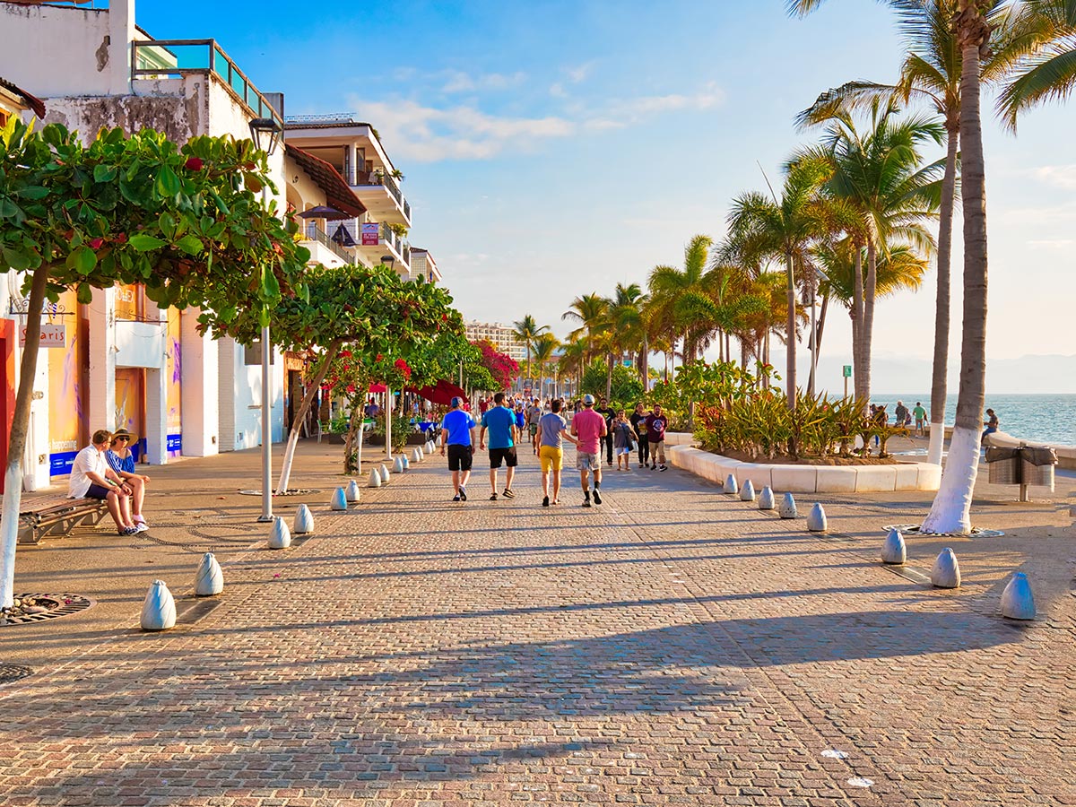 People walking in Puerto Vallarta’s Malecon