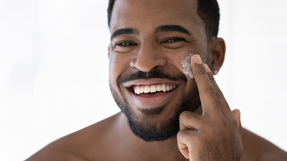Man doing his skincare routine